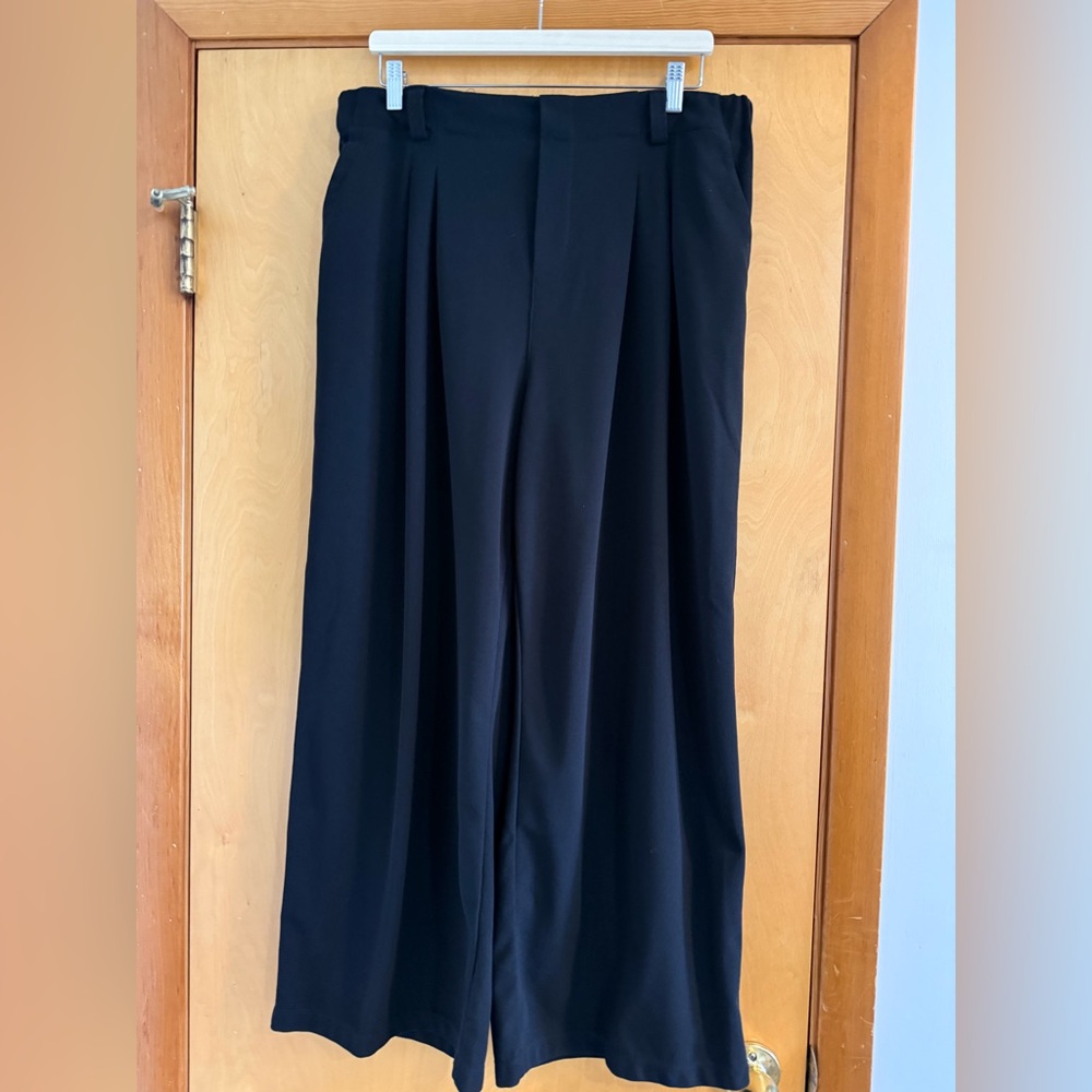 HALARA Black Pleated Wide-Leg Dress Pants
